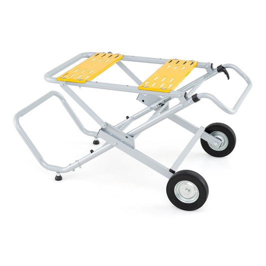 Rolling Foldable Heavy Duty Metal Base with 20cm Rubber Wheels-Yellow, shown unfolded on a white background