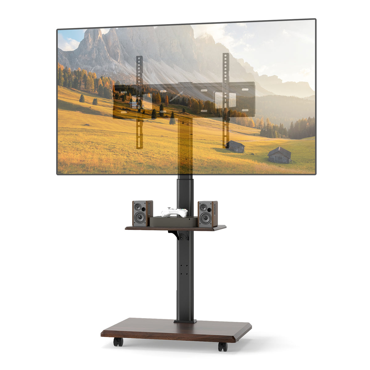 Entertainment center and TV stand with a TV mounted