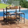 Rolling Bar Cart with Flip-up Table with Hooks and Foldable Handle
