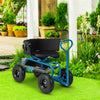 Rolling Garden Cart with Adjustable Height and Tool Tray-Blue