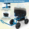 Rolling Garden Cart with Adjustable Height and Tool Tray-Blue