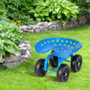 Rolling Garden Workseat with 360°Swivel Seat and Adjustable Height-Blue