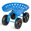 Rolling Garden Workseat with 360°Swivel Seat and Adjustable Height-Blue