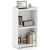 Rolling Lectern Stand with 2 Storage Shelves and 4 Universal Casters-White