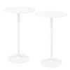 Round Bar Table with Adjustable Height and Metal Base Set of 2-White