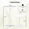 Round Bar Table with Adjustable Height and Metal Base Set of 2-White