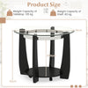 81CM 2-Tier Round Center Table with Storage Shelf and Solid Rubber Wood Legs-Black