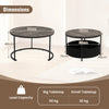 Round Coffee Table Set of 2 Circle Cocktail Table with Storage Basket-Grey