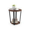 2-Tier Accent Side Table with Open Shelf-Walnut