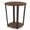 2-Tier Accent Side Table with Open Shelf-Walnut