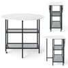 Round Kitchen Table Modern Dining Table with Drop Leaf Tabletop-White