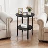 Round Side 2-Tier End Table with Storage Shelf-Black