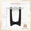 61cm Round Side Table with Tempered Glass Top and Solid Rubber Wood Base-Black