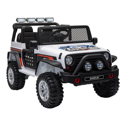 AIYAPLAY 12V Kids Electric Ride on Car with 2 Motors, Remote Control, Soft Start, Four-Wheel Suspension, Seat Belt
