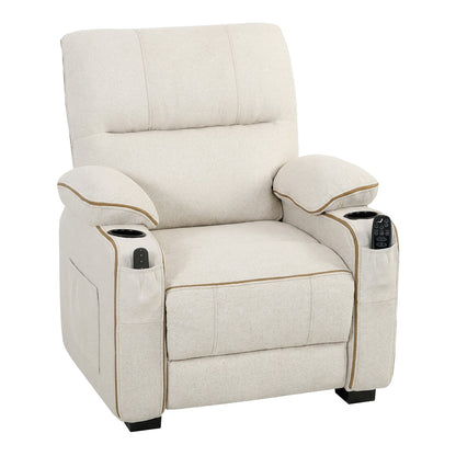 HOMCOM Electric Massage Recliner Armchair with Vibration, Heat, Whisper-Quiet Motor, Memory Function, Spring Pack, Beige