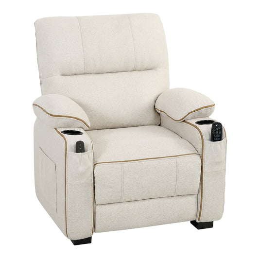 HOMCOM Electric Massage Recliner Armchair with Vibration, Heat, Whisper-Quiet Motor, Memory Function, Spring Pack, Beige