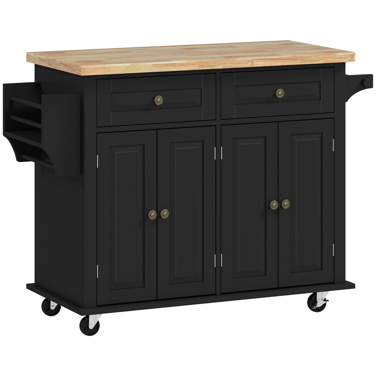 HOMCOM Rolling Kitchen Island Storage Trolley in Black