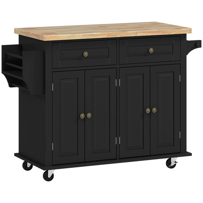 HOMCOM Rolling Kitchen Island Storage Trolley in Black