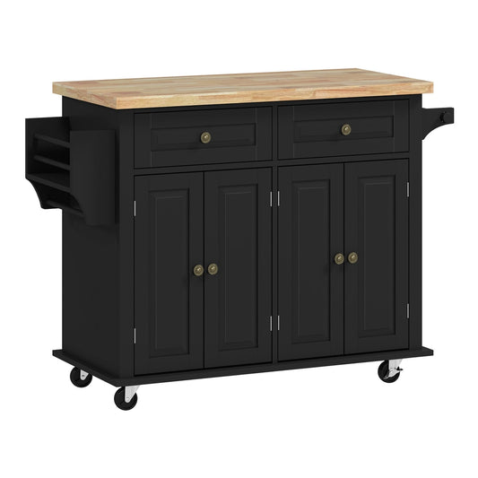 HOMCOM Rolling Kitchen Island Storage Trolley in Black