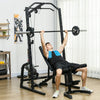 SPORTNOW Smith Machine & Cable Pulley System with Adjustable Weight Bench, Multifunction Home Gym Power Rack with Lat Pull Down System, Barbell Rack for Full Body Training, Black