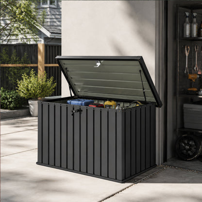 Outsunny 400L Galvanised Steel Garden Storage Box, Black
