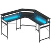 HOMCOM 'L' Shaped Work Desk, with LED Lights - Black