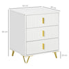 HOMCOM Elegant Chest of Three Drawers - White/Gold-Tone
