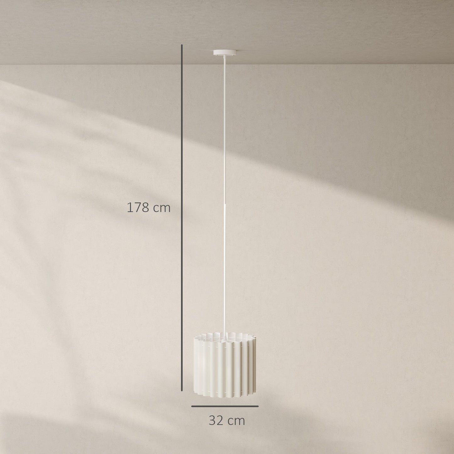HOMCOM Linen Pendant Light, Bedside Ceiling Lamps with E27 Bulb, Modern Hanging Lights for Living Room, Bedroom, Kitchen, Hallway, White