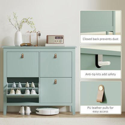 HOMCOM Modern Four-Drawer Shoe Cabinet - Green