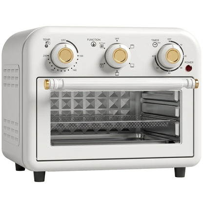 HOMCOM Air Fryer Toaster Oven, Convection Countertop Oven, with Adjustable Temperature and Timer, 12 L, Cream White