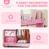 AIYAPLAY Kids Clothes Rail, Kids Wardrobe with Mirror, Shelves, Fabric Storage and Hooks for Bedroom, Nursery, Pink