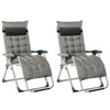 Outsunny 2pc Reclining Zero Gravity Sun Loungers ,Folding Chaise Lounge Chair with Cushions, Dark Grey