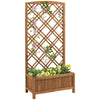 Outsunny Garden Planter with Trellis, Wooden Raised Bed for Garden with Lattice Trellis for Vegetables, Herbs and Flowers, Brown