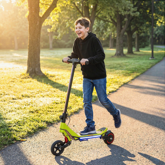 SPORTNOW Electric Scooter for Kids, Foldable E Scooter for Age Age 6+ with LED Display, RGB lights, Up to 16km/h, Green