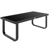 Outsunny Outdoor Garden Coffee Table, Rectangle Metal Side Table with Tempered Glass Tabletop, Adjustable Foot Pads