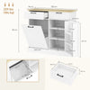HOMCOM Sideboard with Tilt-out Trash Bin, Farmhouse Kitchen Sideboard with 2 Drawers, Adjustable Shelves, Door Racks, White