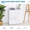 HOMCOM Sideboard, Modern Storage Cabinet with 2 Drawers, 2 Doors and Adjustable Shelf, Kitchen Cabinet for Living Room, Dining Room, High Gloss White