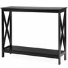 2 Tier Wooden Console Table-Black