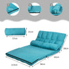 2 in 1 Folding Floor Lazy Sofa Bed with 6 Adjustable Seat Positions and 2 Pillows-Navy