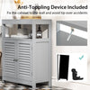 Bathroom Floor Cabinet with Double Shutter Door and Adjustable Shelf-Grey