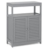 Bathroom Floor Cabinet with Double Shutter Door and Adjustable Shelf-Grey