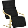 HOMCOM Wooden Armchair, Upholstered Linen Lounge Chair with Adjustable Footrest & Removable Cushion, Poang Chair for Living Room, Black