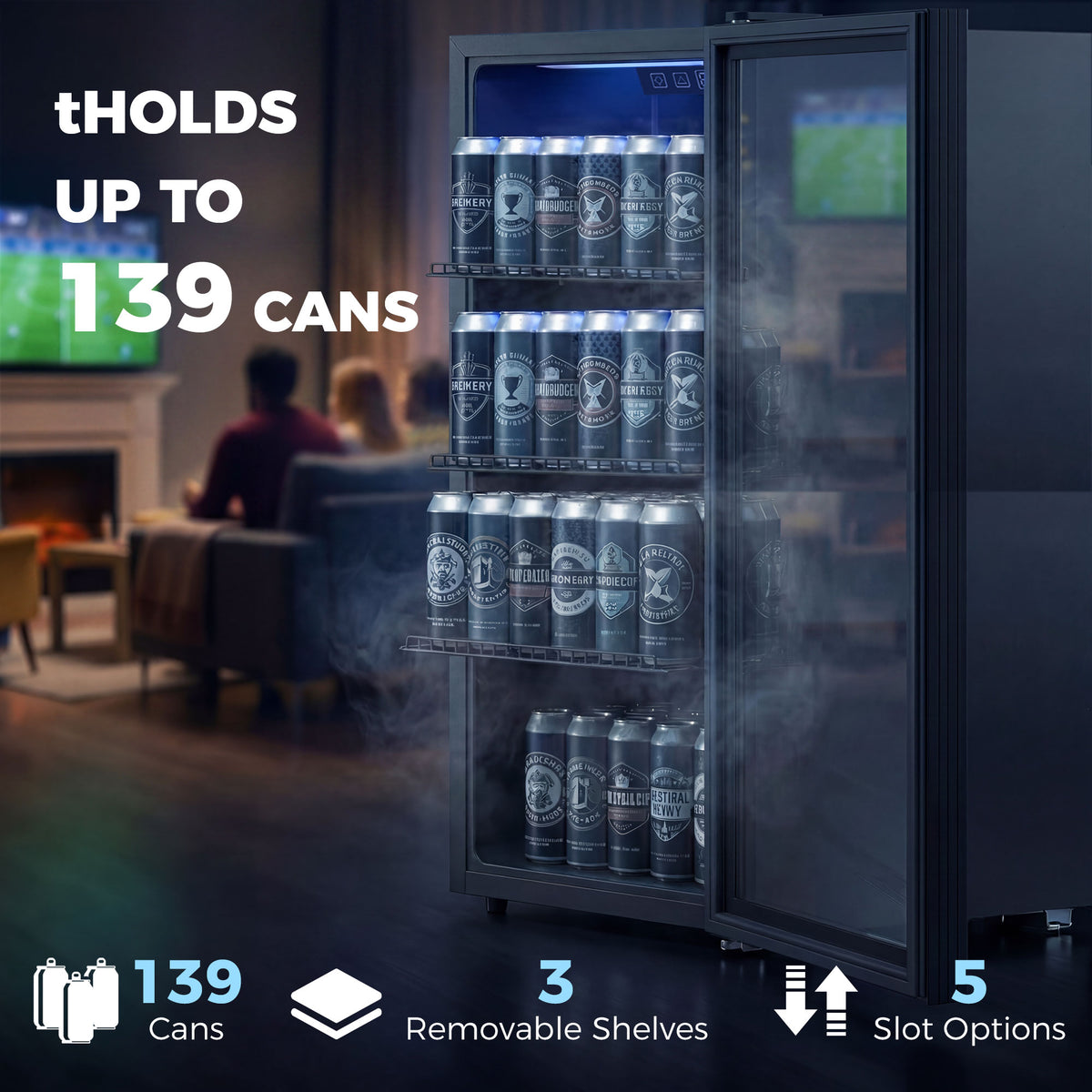 HOMCOM 90L Drinks Fridge in Black