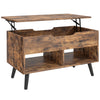 HOMCOM Lift Top Coffee Table with Hidden Storage Living Room Table Metal Legs 75 cm Rustic Brown