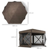 Outsunny 3 x 3(m) Hexagon Pop Up Gazebo with 5 Sides and Carry Bag, Waterproof, UV Resistant Party Tent Instant Event Shelter with Netting for Garden, Patio, Brown