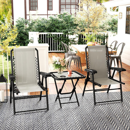 Outsunny Three-Piece Garden Table and Chair Set - Cream White
