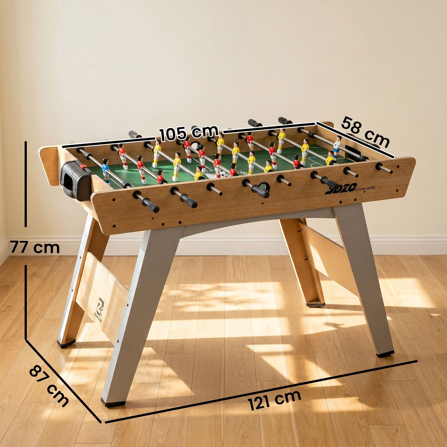 SPORTNOW 4ft Table Football, Foosball Game Table with 22 Players, 2 Balls and Manual Scorers for Family, Natural Wood Finish
