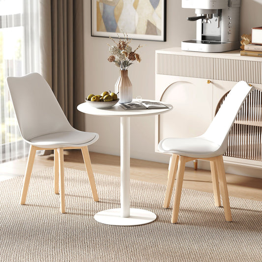 طاولة طعام HOMCOM، طاولة مطبخ مستديرة بقاعدة فولاذية لغرفة المعيشة، غرفة الطعام، 60 × 60 × 72 سم، أبيض