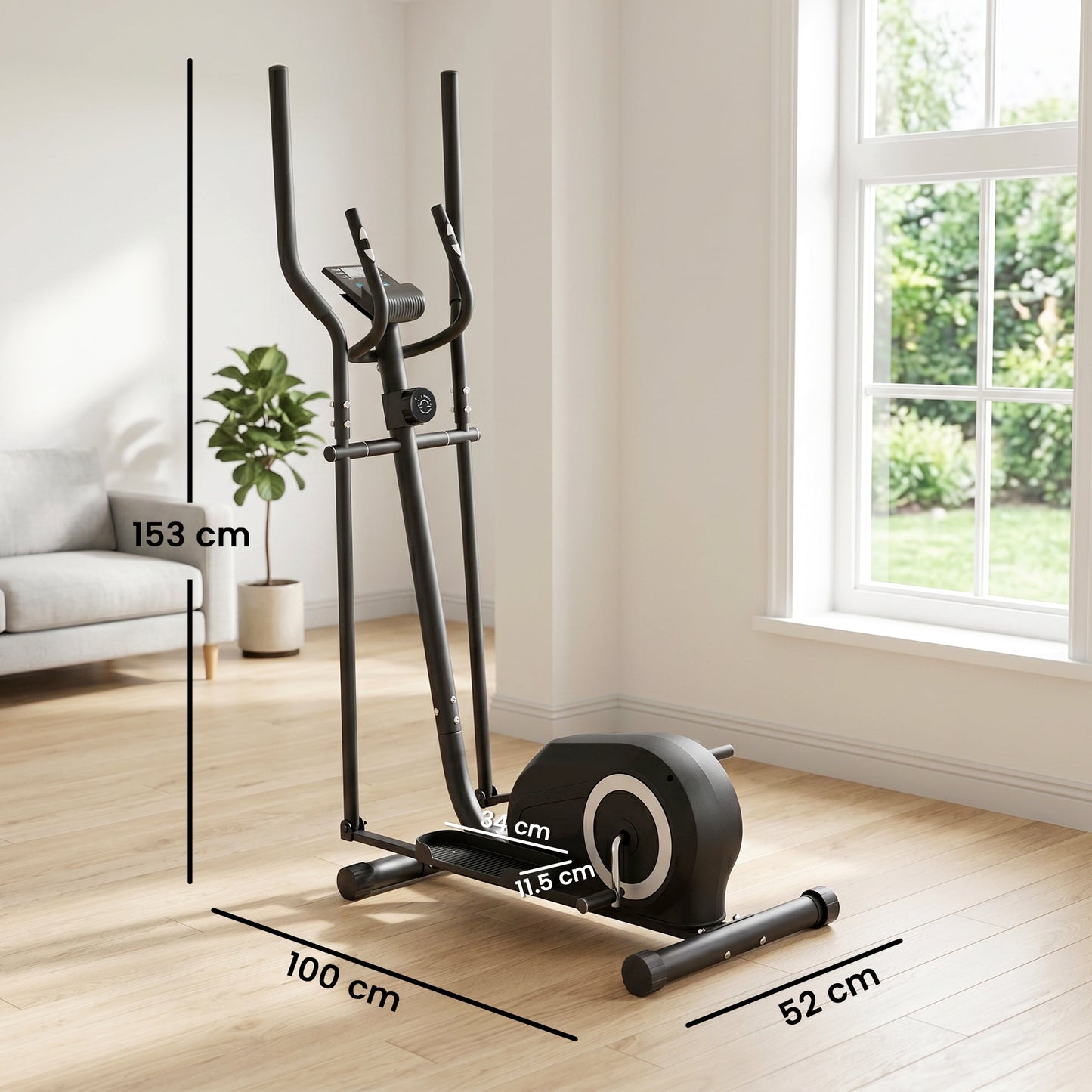 SPORTNOW Elliptical Cross Trainer for Home, Quiet Magnetic Elliptical Machine with Bluetooth, App Compatible, 8-Level Resistance