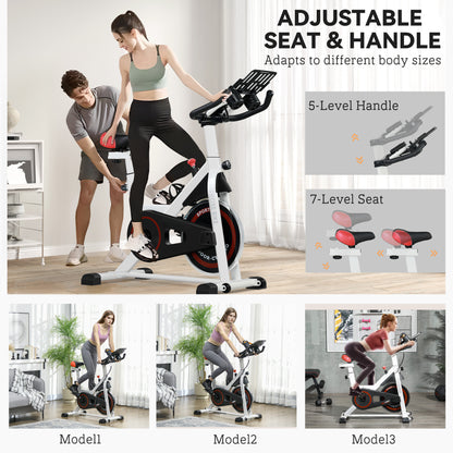 HOMCOM Exercise Bike, 8kg Flywheel Stationary Bike Indoor Cycling Machine with Adjustable Resistance Seat Handlebar, Black